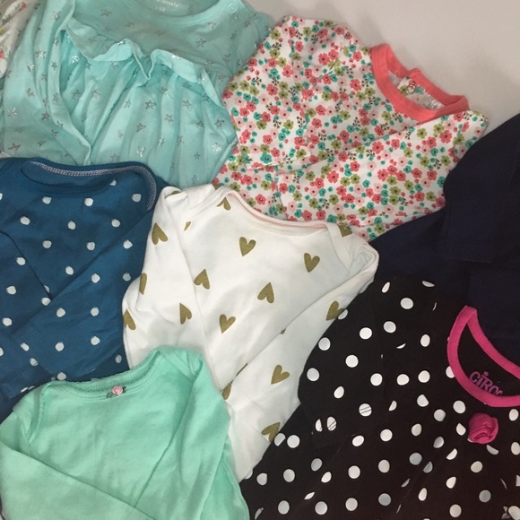 9 baby girl onesie shirt LOT - Picture 3 of 8